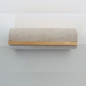 Jimmy Choo Luxury Sunglasses Case - Beige Snakeskin Embossed - Gold Tone Trim
